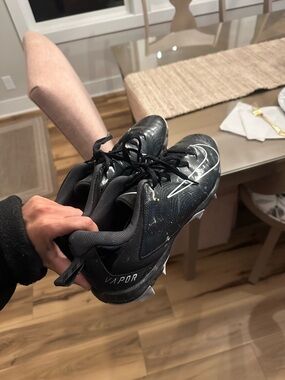 Nike Black Vapor Football Cleats with White Swoosh